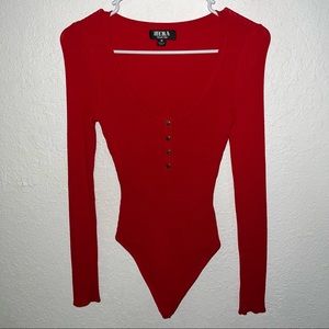 Red long sleeve bodysuit